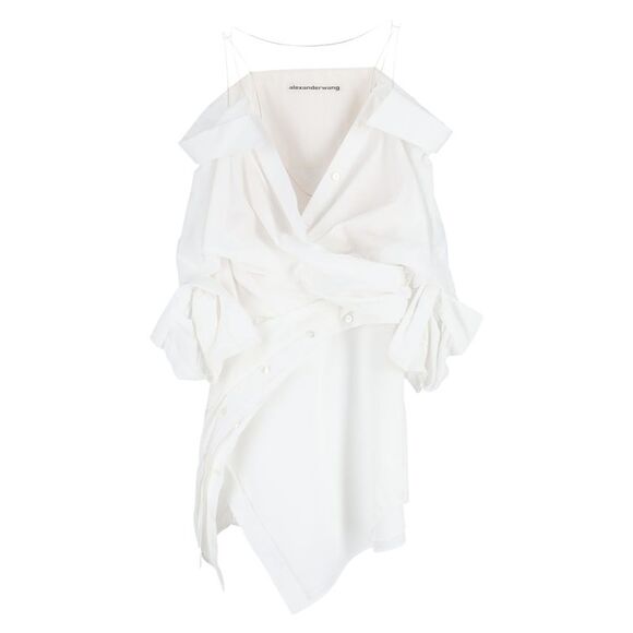 Alexander Wang Deconstructed Wrap Shirt Dress in White...